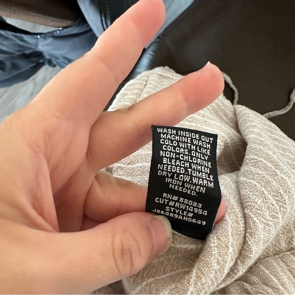 3/$20⚡️ Rewash Tan & White Striped Linen Blend Tie Waist Flowy Pants - Picture 4 of 13